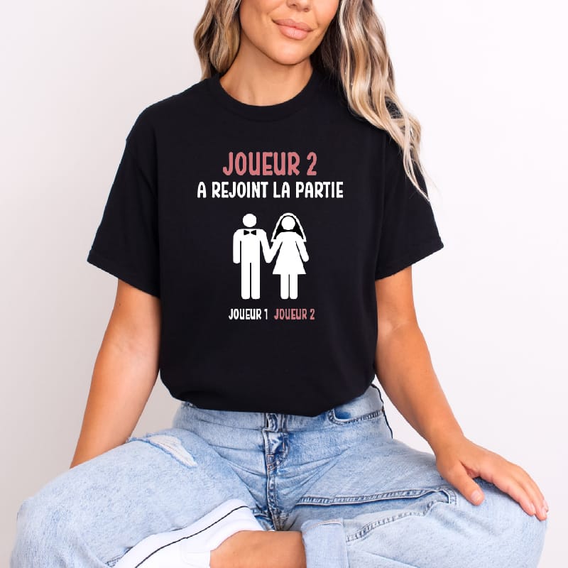 t shirt evjf geek gaming jeux vidéos joueur 2 noir