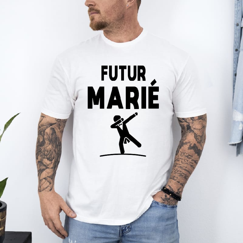 t shirt futur marié dab blanc