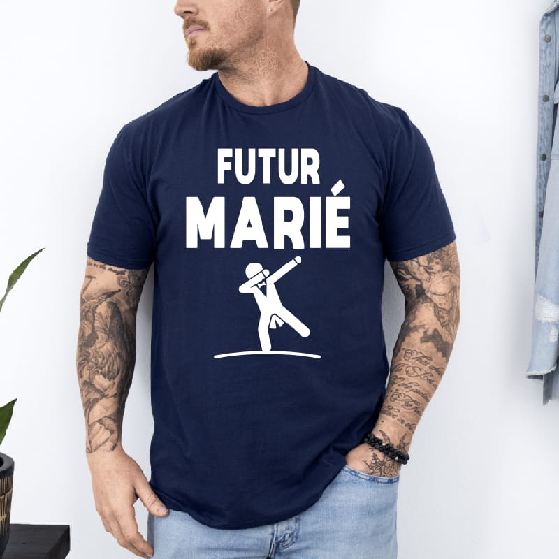 t shirt futur marié dab bleu marine