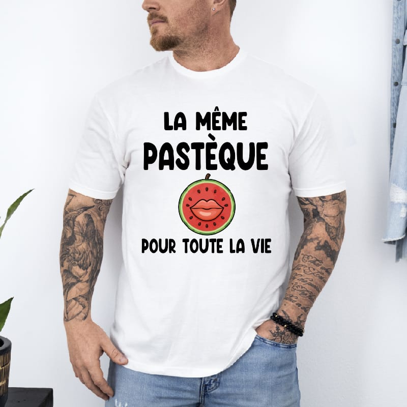 t shirt la même pastèque pour toute la vie blanc