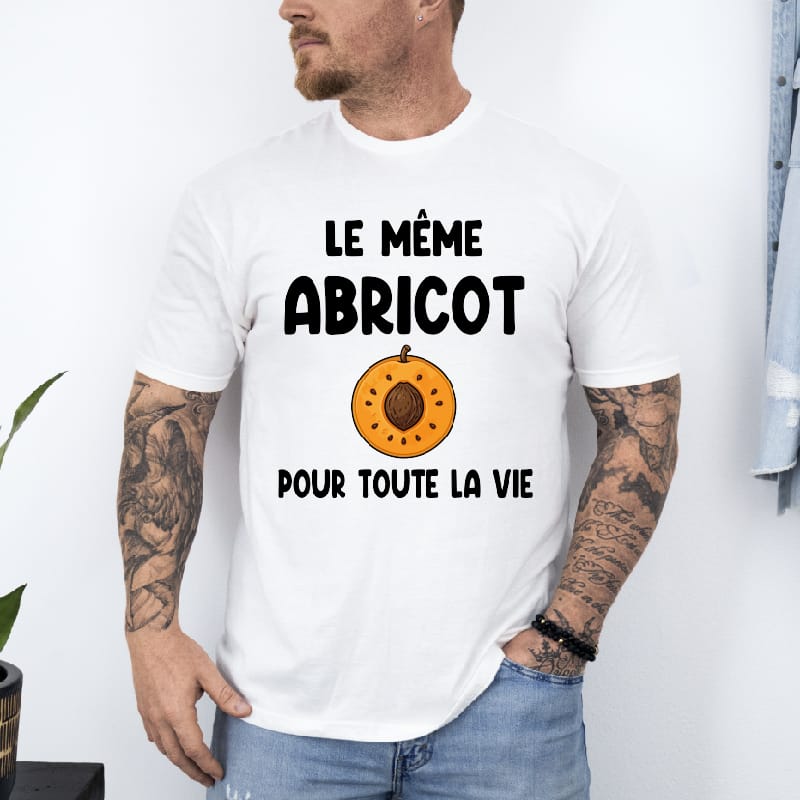 t shirt le même abricot pour toute la vie blanc