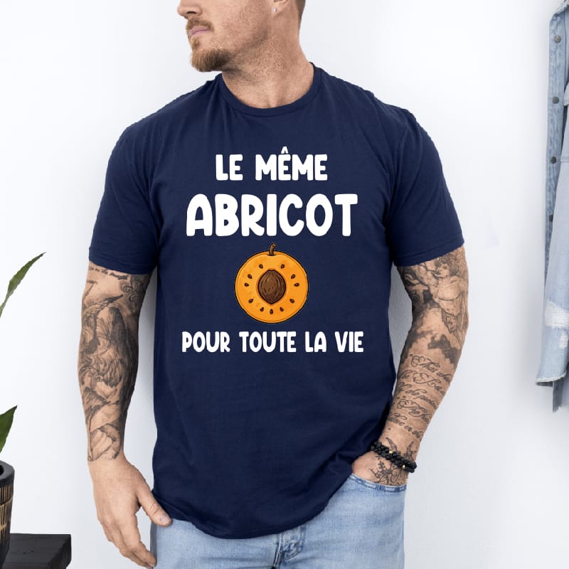 t shirt le même abricot pour toute la vie bleu marine