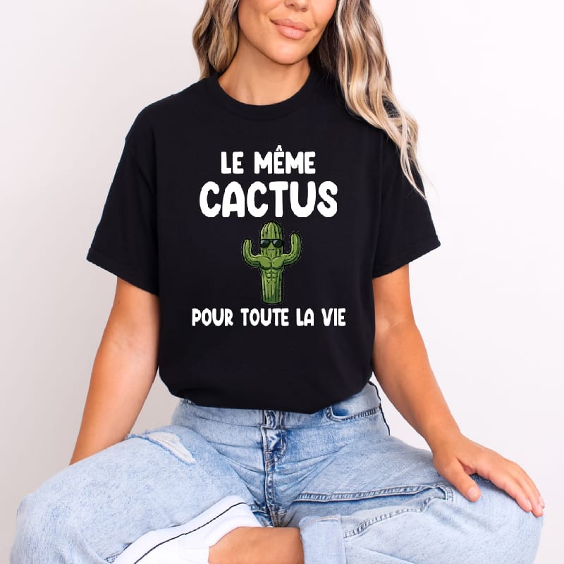 t shirt le même cactus pour toute la vie noir t shirt le même cactus pour toute la vie noir