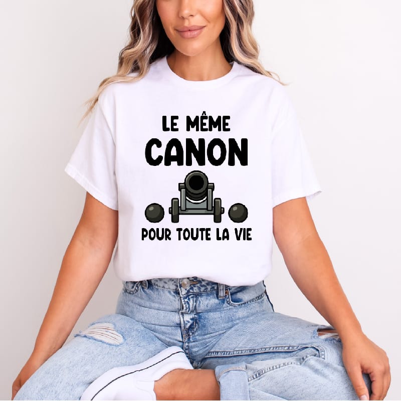 t shirt le même canon pour toute la vie blanc