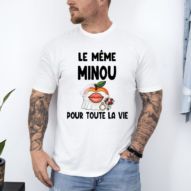 t shirt le même minou pour toute la vie blanc