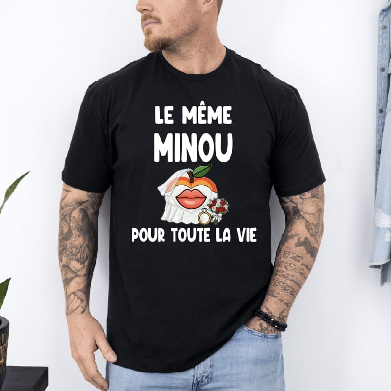 t shirt le même minou pour toute la vie noir