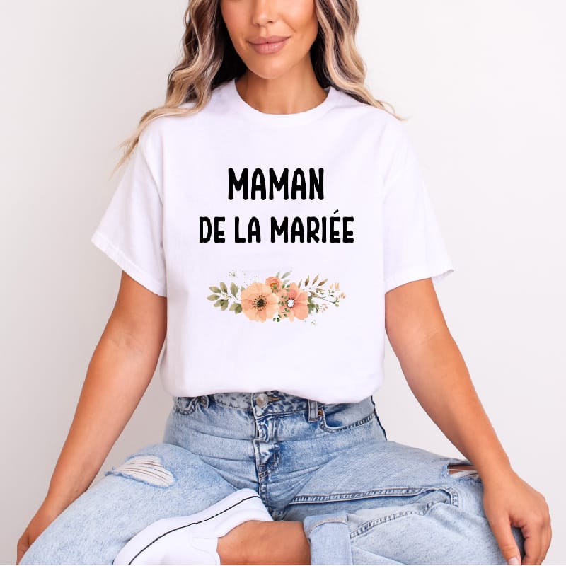 t shirt maman de la mariée blanc