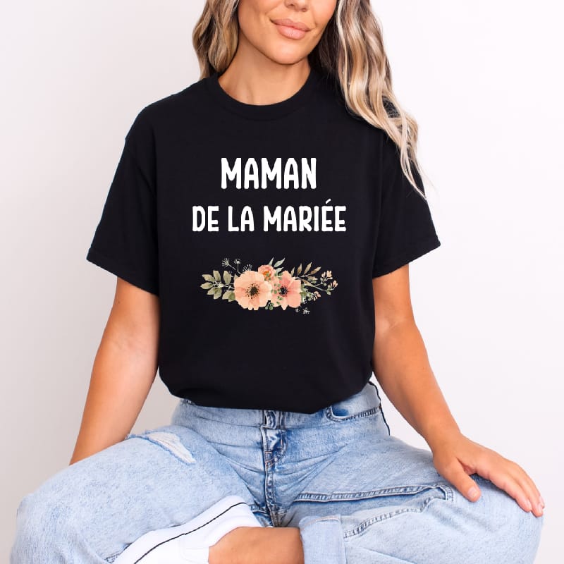 t shirt maman de la mariée noir t shirt maman de la mariée noir
