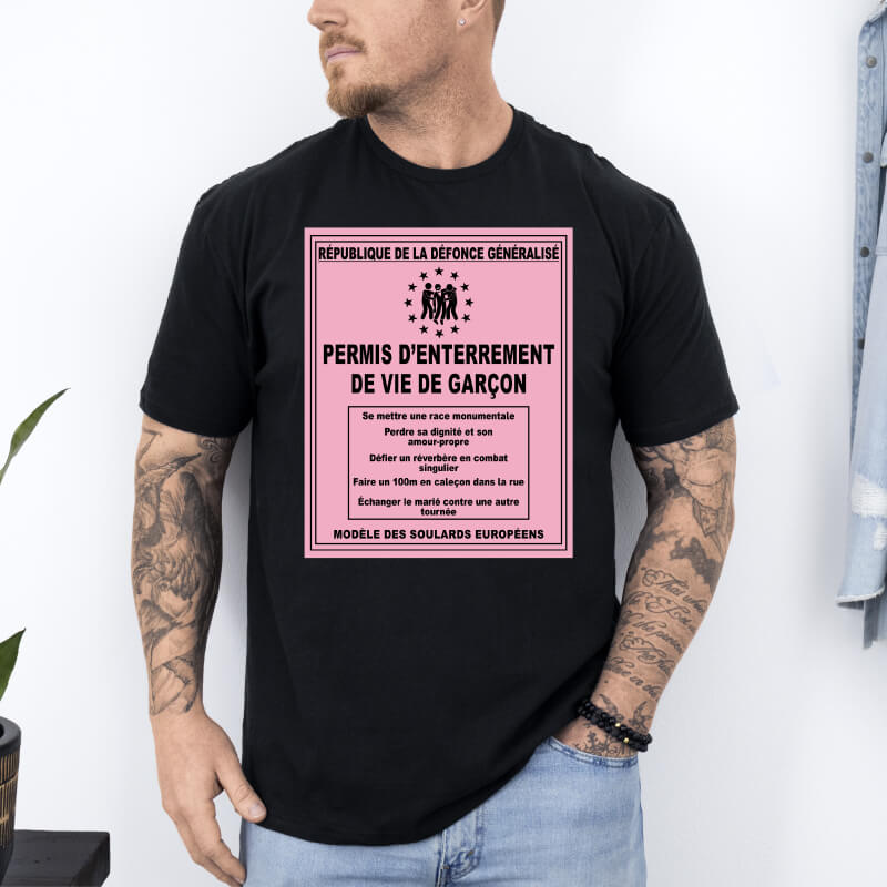 t shirt permis evg enterrement vie de garçon noir
