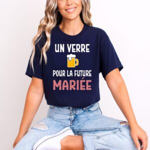 t shirt un verre pour la future mariée bleu marine