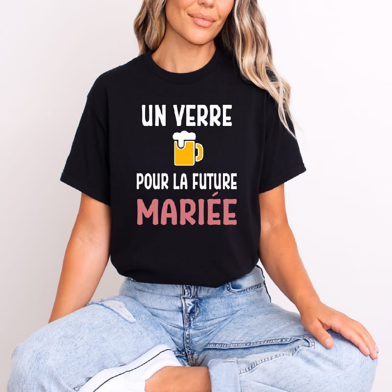 t shirt un verre pour la future mariée noir t shirt un verre pour la future mariée noir