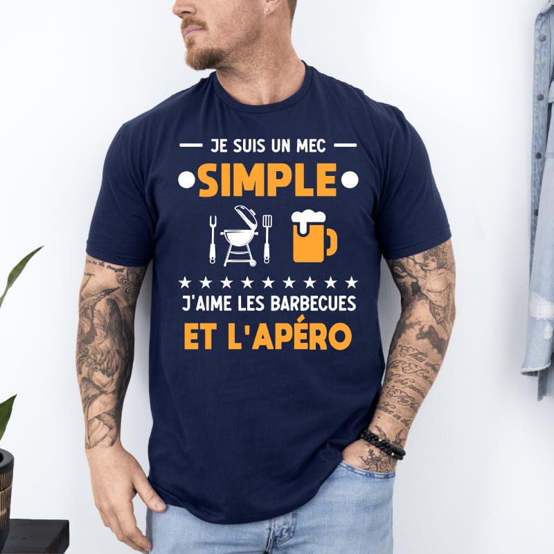 T shirt Mec simple barbecue apéro bbq bleu marine T shirt Mec simple barbecue apéro bbq bleu marine