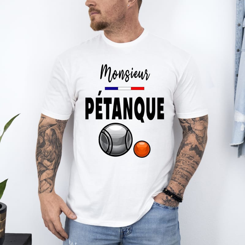 T shirt Monsieur Pétanque blanc