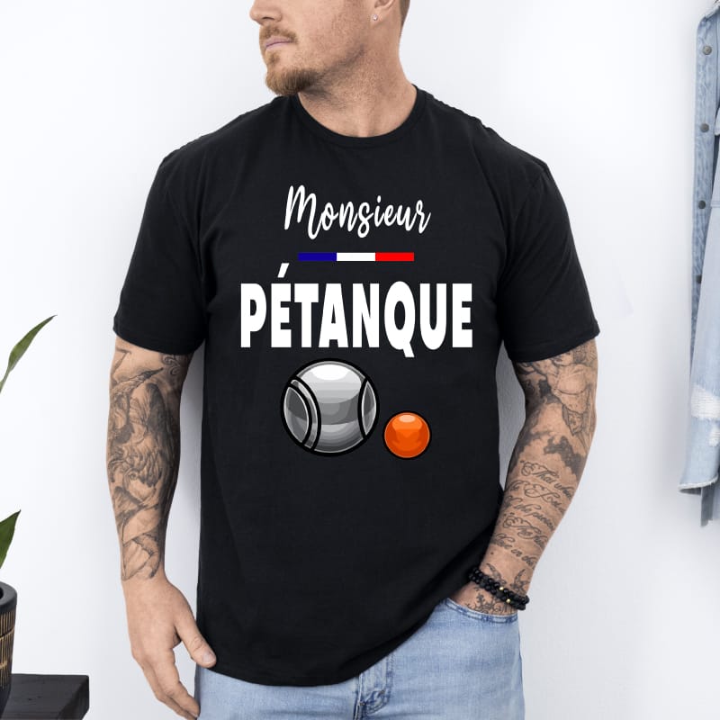 T shirt Monsieur Pétanque noir T shirt Monsieur Pétanque noir