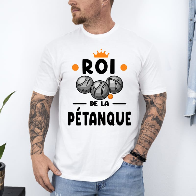 T shirt Roi de la pétanque blanc