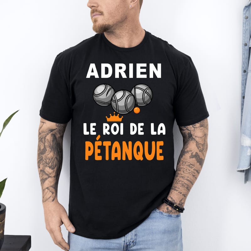 T shirt Roi de la pétanque personnalisé_ noir T shirt Roi de la pétanque personnalisé_ noir