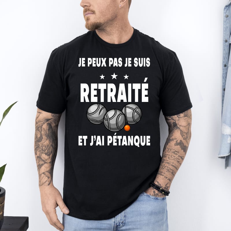 T shirt apéro pastis pétanque bouliste alcool boccia noir