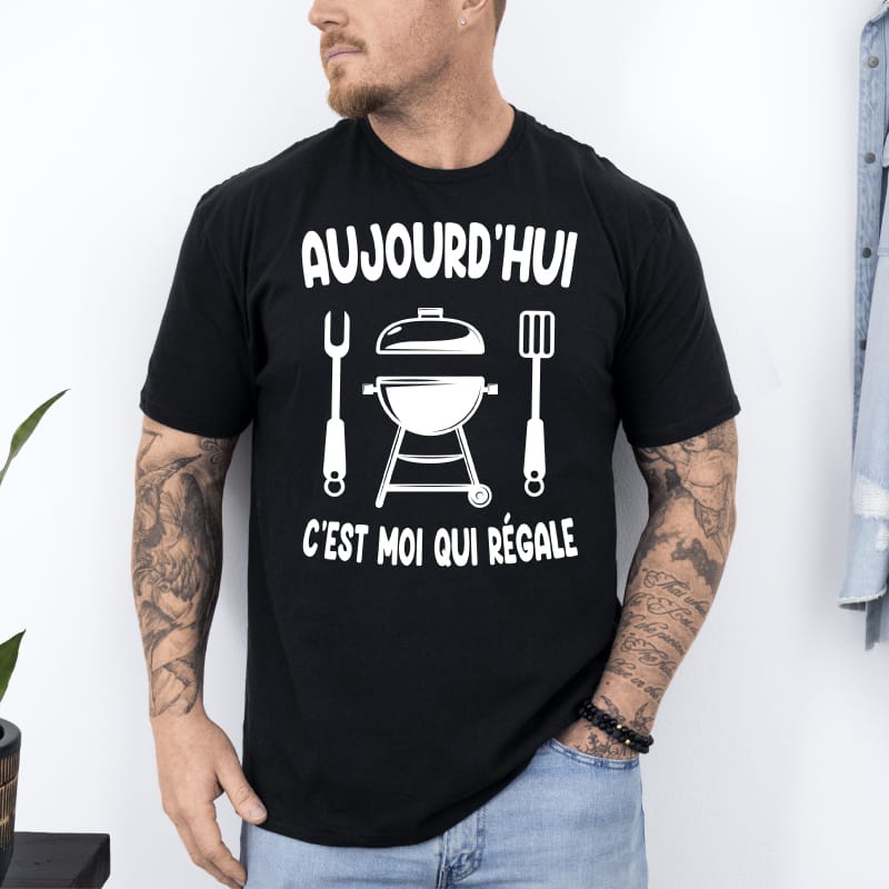 T shirt aujourd’hui c’est moi qui régale barbecue noir T shirt aujourd'hui c'est moi qui régale barbecue noir