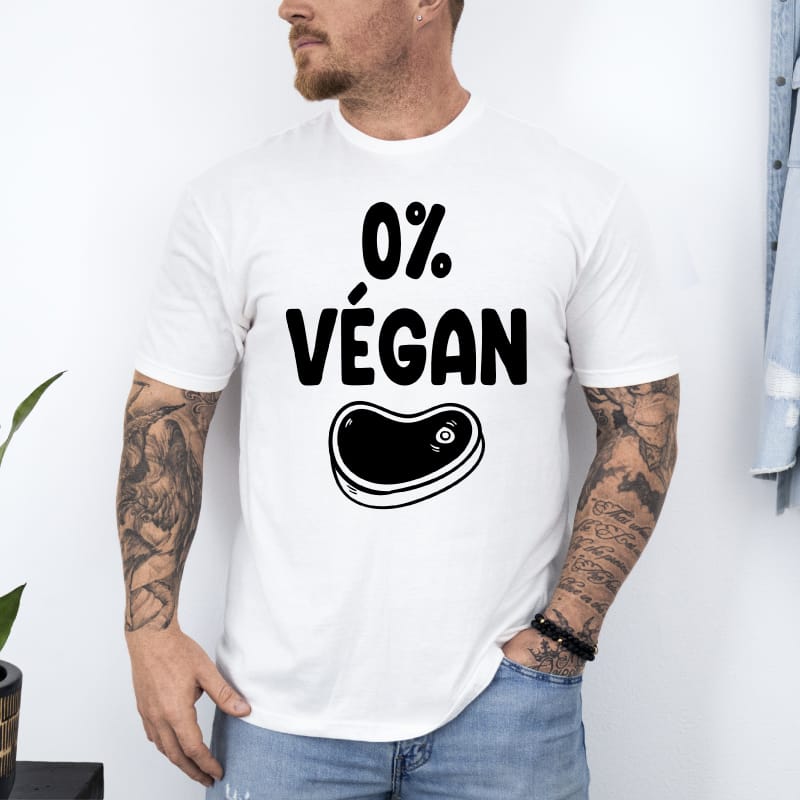 T shirt barbecue 0% vegan blanc