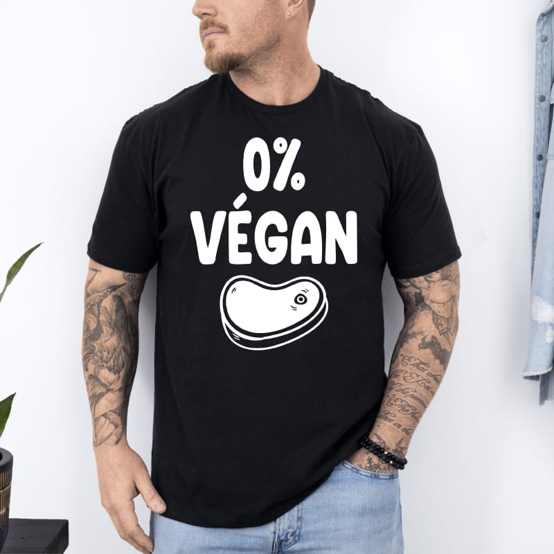 T shirt barbecue 0% vegan noir T shirt barbecue 0% vegan noir