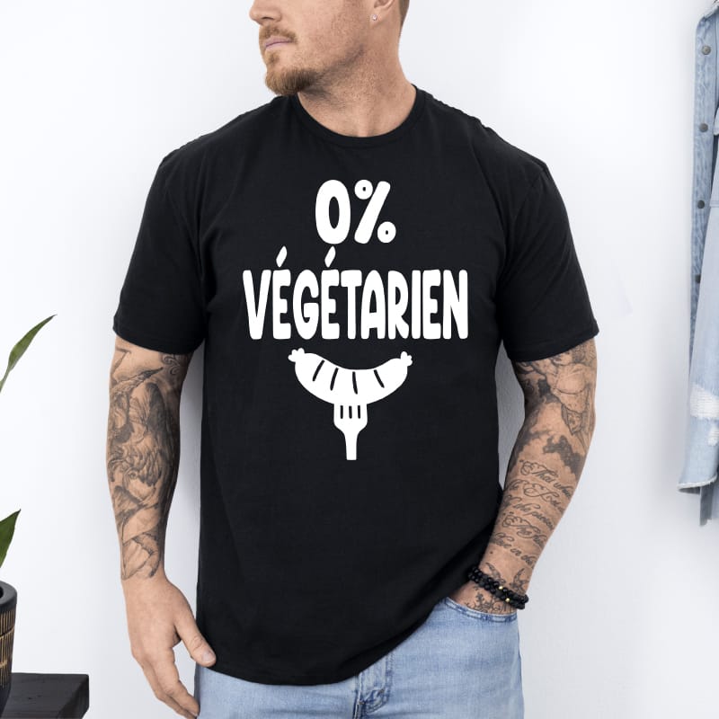 T shirt barbecue 0% végétarien noir