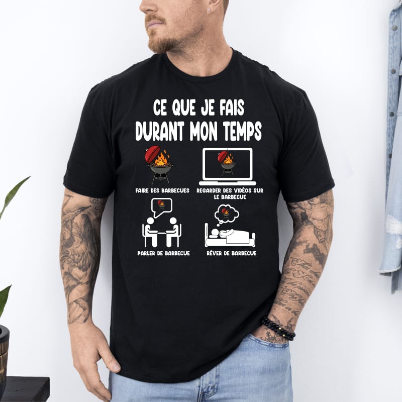 T shirt barbecue ce que je fais de mon temps libre noir T shirt barbecue ce que je fais de mon temps libre noir