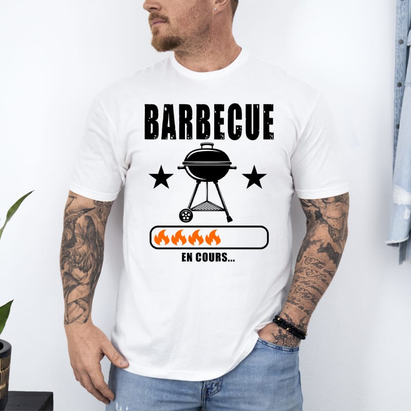 T shirt barbecue en cours blanc
