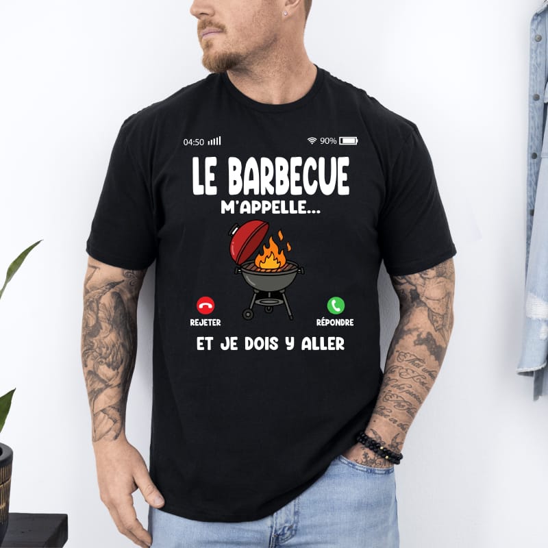T shirt barbecue m'appelle je dois y aller noir