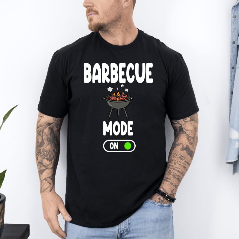 T shirt barbecue mode on activé noir T shirt barbecue mode on activé noir