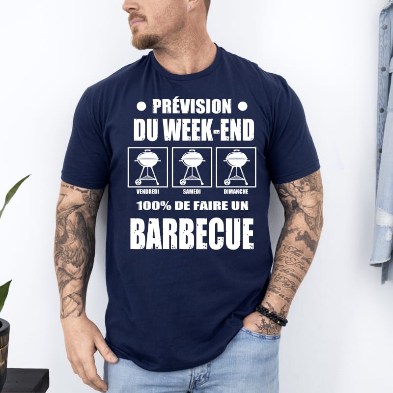 T shirt barbecue prévision week end bbq bleu marine