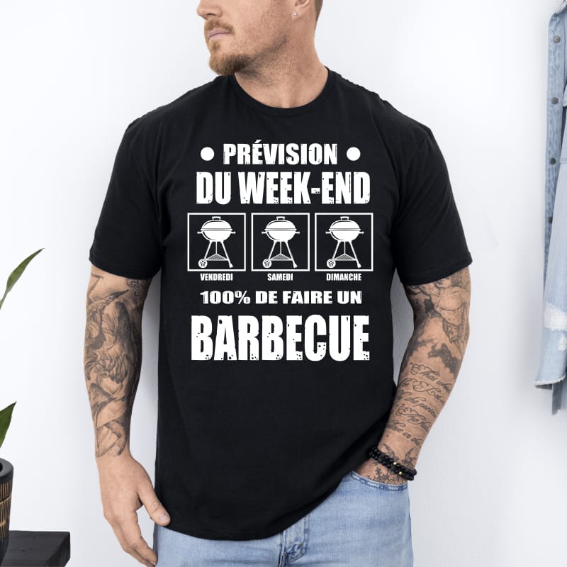 T shirt barbecue prévision week end bbq noir T shirt barbecue prévision week end bbq noir