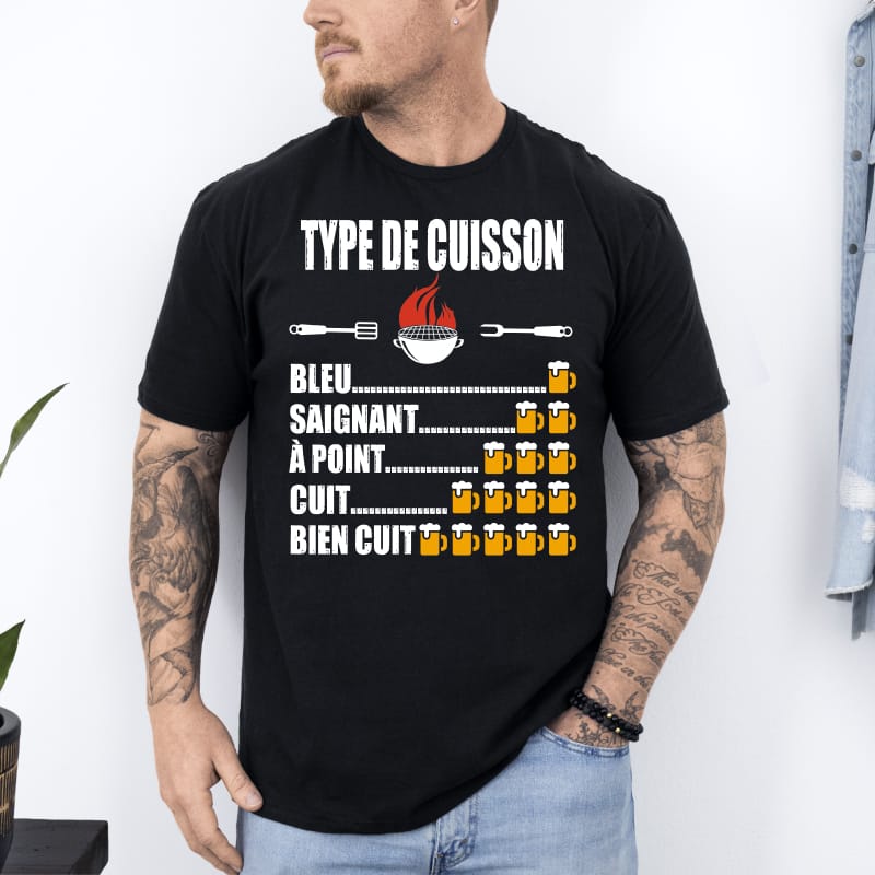 T shirt barbecue type de cuisson apéro humour noir
