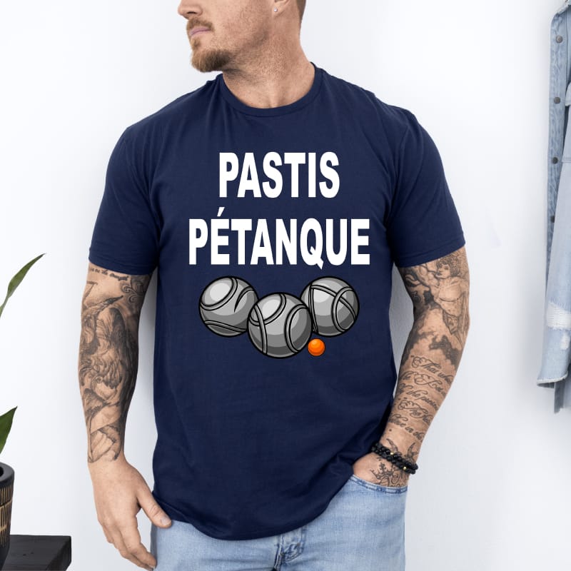 T shirt pastique pétanque bleu marine T shirt pastique pétanque bleu marine