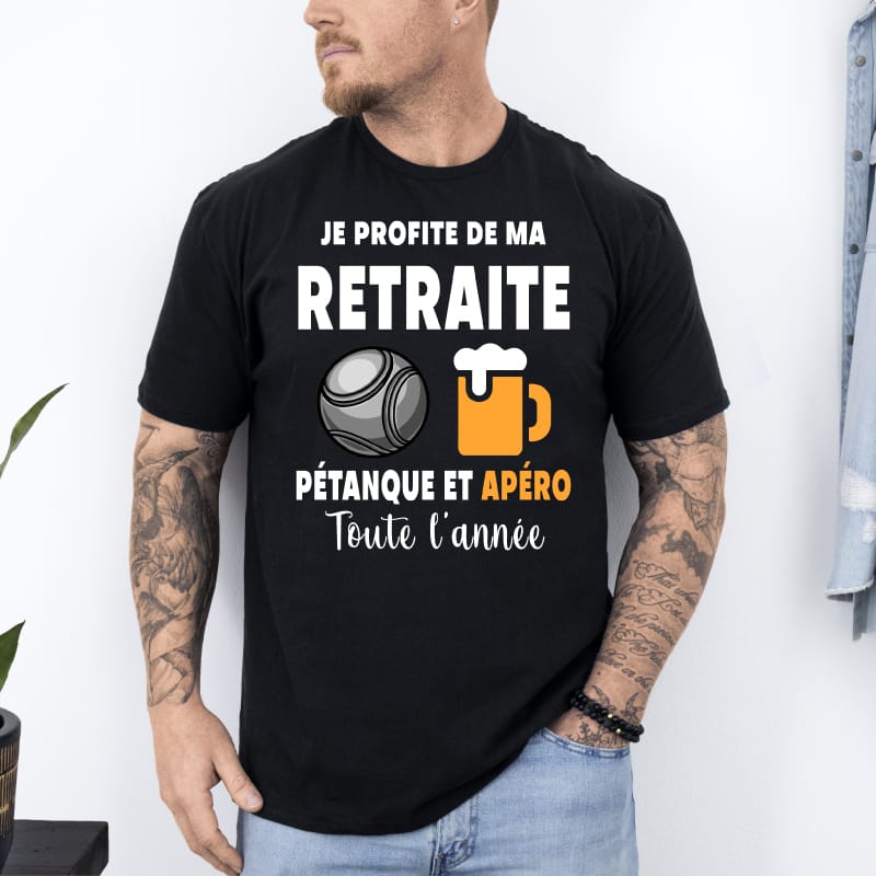 T shirt pastis pétanque bouliste drôle boules boccia noir T shirt pastis pétanque bouliste drôle boules boccia noir