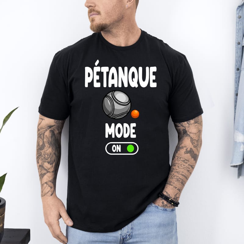 T shirt pétanque mode on activé noir