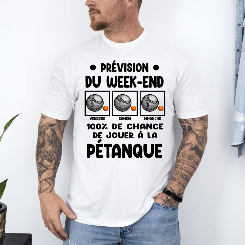 T shirt pétanque prévision week end blanc