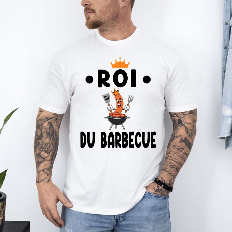 T shirt roi du barbecue bbq blanc