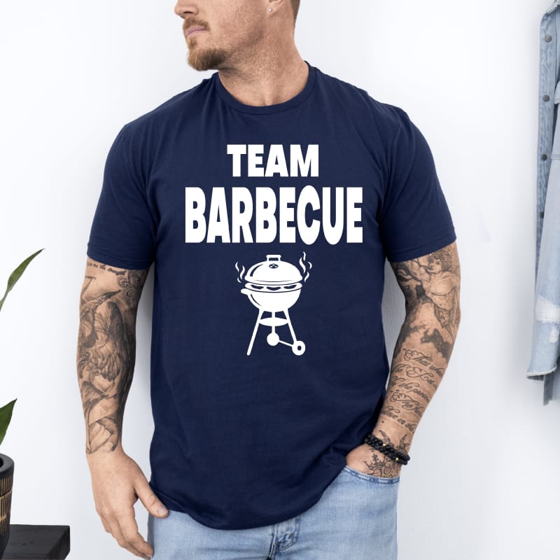 T shirt team barbecue bleu marine